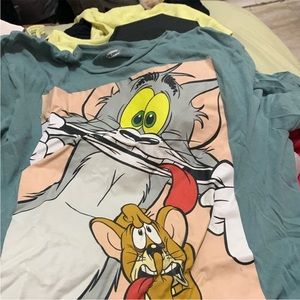 Random clothes bathing suit graphic tees Tom and Jerry & crop top